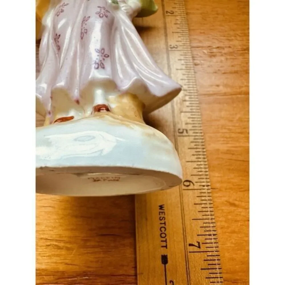 Vintage Japan‎ Colonial Victorian Figurine Woman With Basket Of Flowers